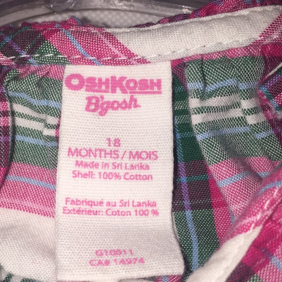 OshKosh B’Gosh Ruffled Box Plaid Blouse Shirt Top Size 18 M - Picture 7 of 8